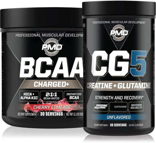 PMD Sports CG5 - Premium Creatine and L-Glutamine Powder 60 Servings & PMD Sports BCAA Charged Ami, 1개