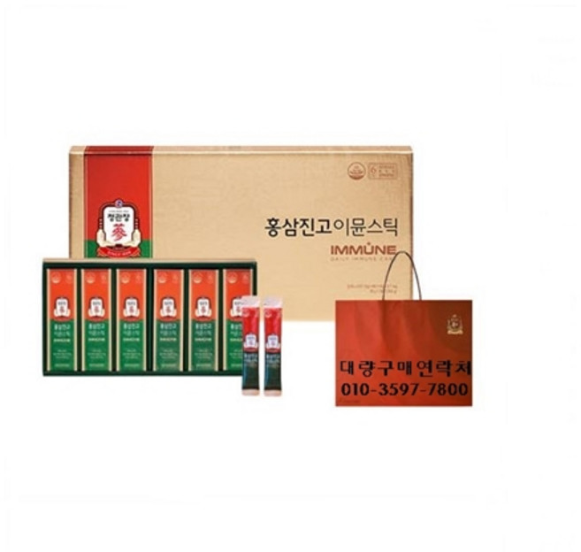 정관장 홍삼 진고 이뮨 스틱 10g 30개 쇼핑백포함 건강기능식품 6년근 홍상농축액 액상 부모님 답례품 명절 설 추석 직원 단체 가정용 거래처 추천 업소용, 1박스