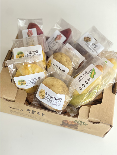 캠핑야그 밀가루없는 춘천감자빵 6개 춘천감자빵 12개, 고구마빵12, 90g
