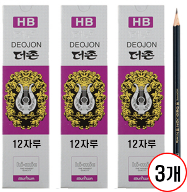 문화 더존 연필, 3개, HB