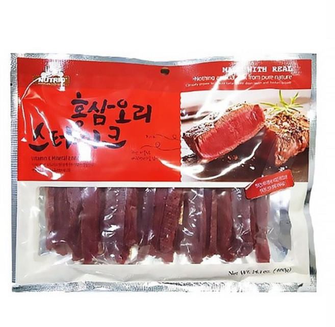 강아지육포 애견간식 강아지홍삼간식 펫간식 홍삼오리스테이크 슬라이스, 없음
