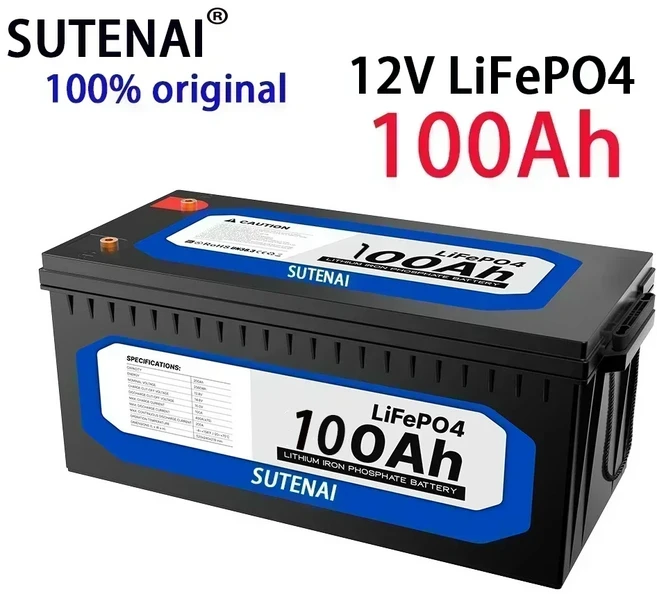 RV 캠핑카 골프 카트용 BMS 리튬 인산철 전지 내장 오프로드 오프 그리드 태양광 충전기 포함 배터리 12V 200Ah, [01] 12V100Ah, 01 12V100Ah, 한개옵션1