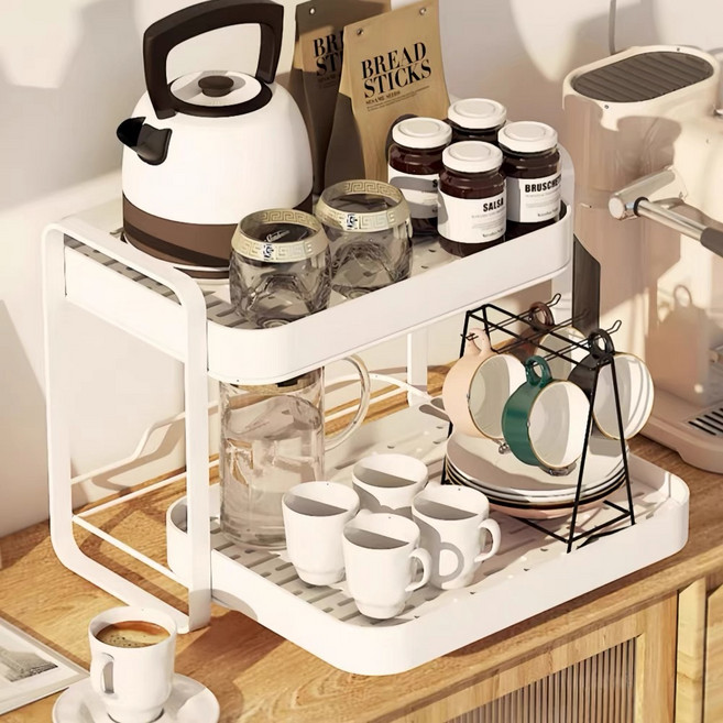 Alemon 컵걸이 스텐컵걸이 주방컵걸이 대용량 컵건조대 튼튼한 컵건조대, 2단, 01화이트, 1개