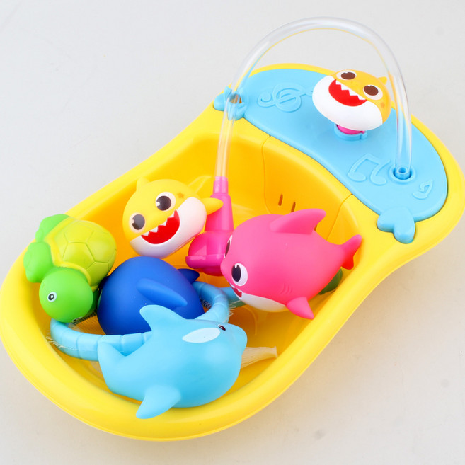 핑크퐁 아기상어 샤워기 뜰채 낚시놀이/삑삑이 인형 목욕놀이 물놀이, 단품, 1개