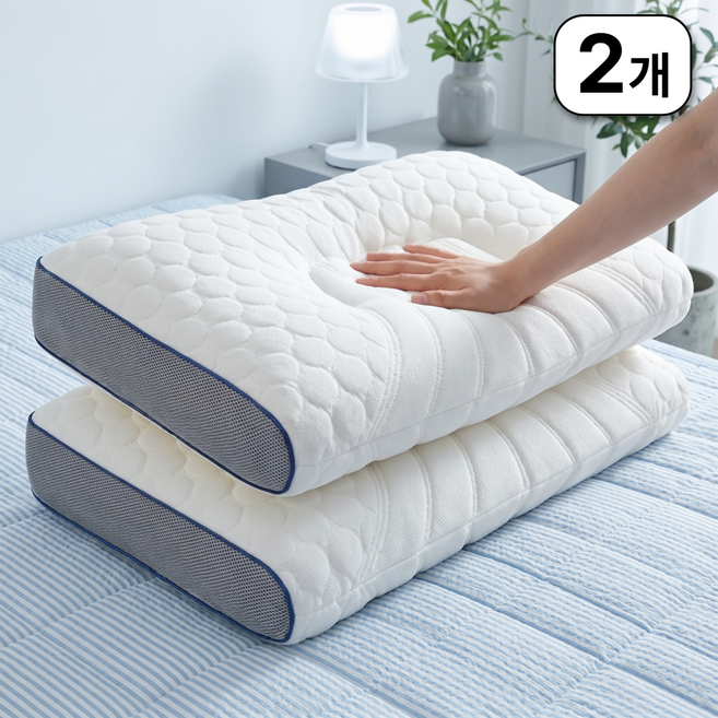 슬립무드 목편한 낮은 경추 베개, 2개, 아이보리