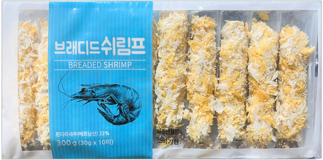 냉동 빵가루 새우 튀김 300g (30g x 10마리) (분식 일식 양식 사이드메뉴), 4개
