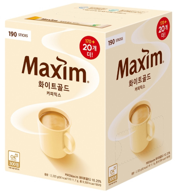 기타 동서 맥심 화이트골드 커피믹스 190T, 11.7g, 190개입, 1박스