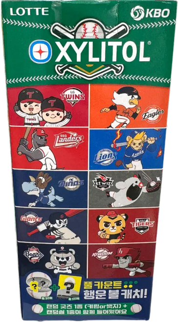 롯데 자일리톨 오리지날 KBO 기획 껌 야구에디션 무설탕 자일리톨껌 캔디 간식, 1개, 48g