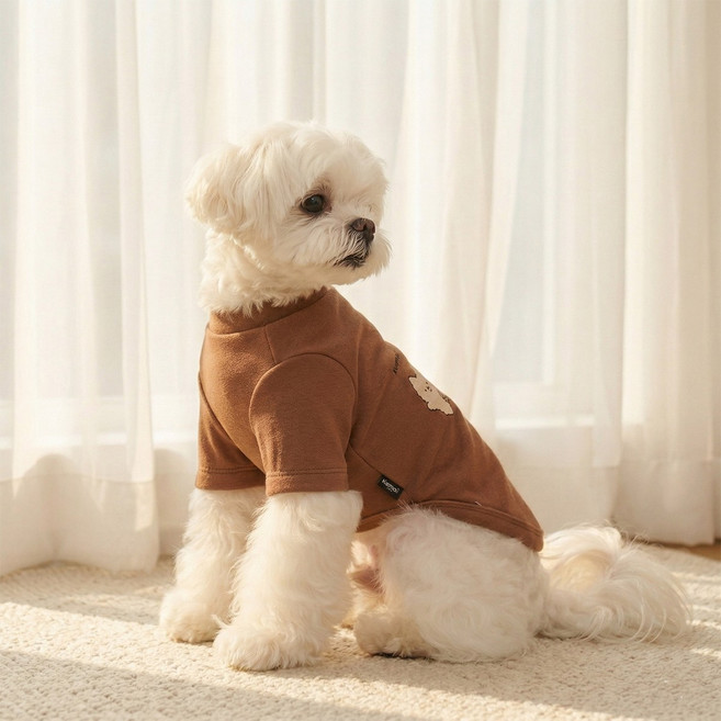 애견 레깅스 티셔츠 부드러운 통기성 고탄력 소재, 1개, 브라운