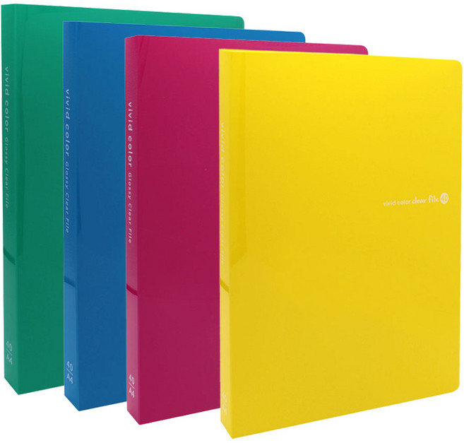 비비드 컬러 클리어 파일 40매, 그린, 1개