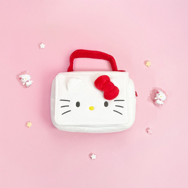 산리오 캐릭터즈 거울 일체형 귀요미 손잡이 토트백 파우치