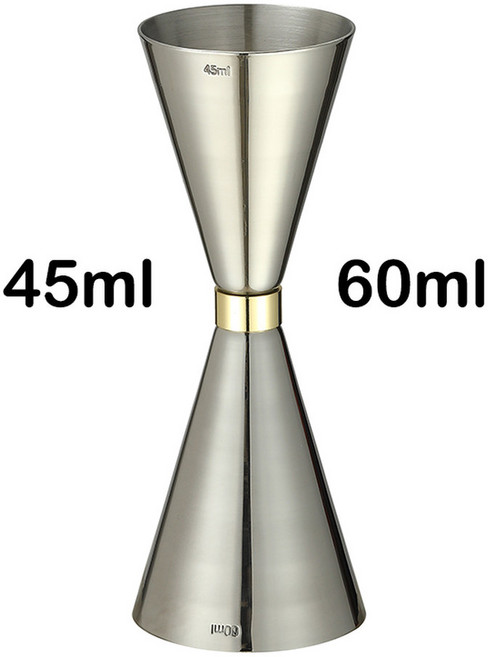 더블 마티니 바 지거 컵 지거 도구 칵테일 측정 바 주류, Ring Silver 45 60ml, 1개