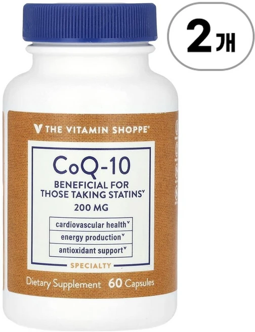 비타민숍 코큐텐 200mg The Vitamin Shoppe CoQ-10 200 mg 60정, 2개 - 쿠팡