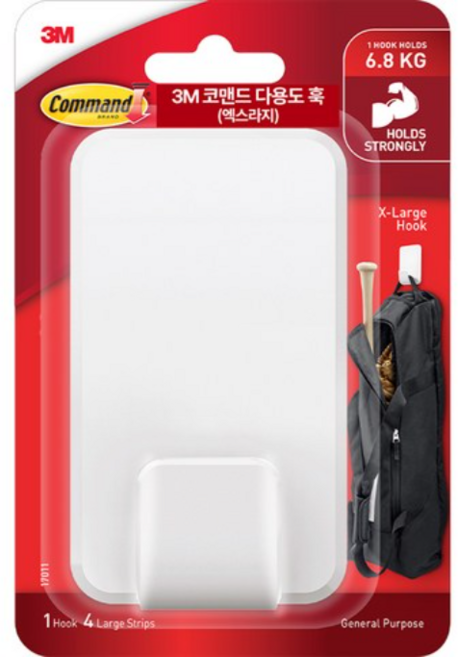 코맨드 3M 다용도 훅 엑스라지, White (흰색), 10개