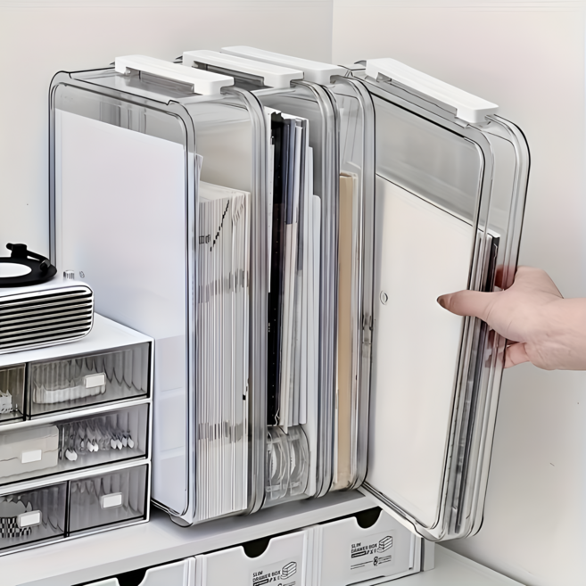 A4 문서 파일 박스 시험지 졸업증명서 서류 보관함 정리 수납 케이스 3P세트, 3개, 투명