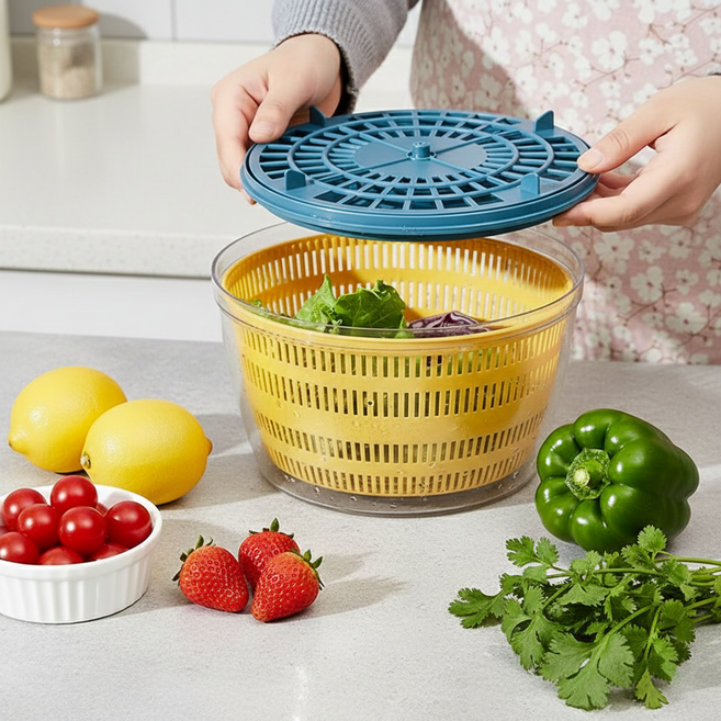 전동 야채탈수기 가정용 나물 음식 오이지 짤순이 4.0L, 블루, 1개