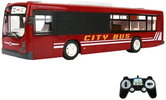 Double E 오픈 문짝 LED 조명 리모컨 시티 버스 현실적인 사운드 시뮬레이션 RC 버스 자동차 자동차 소년, 01 Red Bus