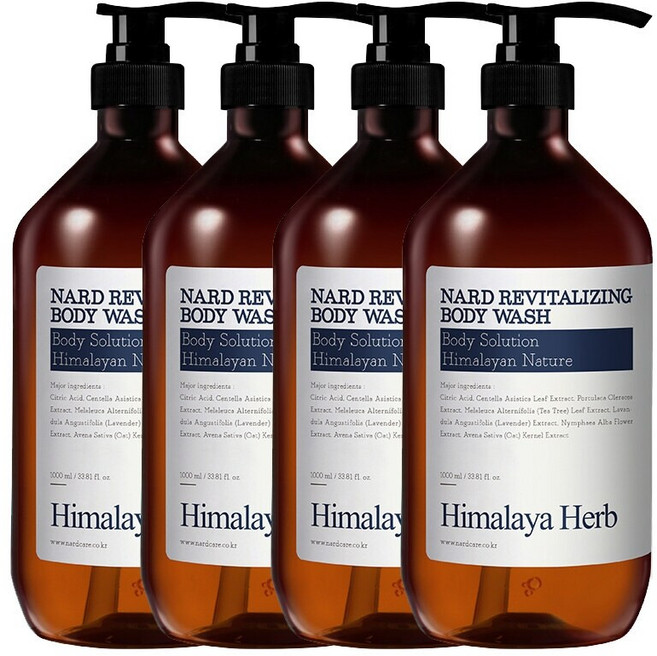 히말라야 허브 나드 리바이탈 라이징 바디워시 라벤더머스크향 1000ml x4개, 1L