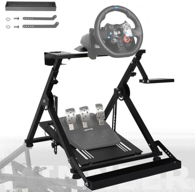 시트 슬롯이 있는 미네르 X자 레이싱 스티어링 휠 스탠드 로지텍스러스트마스터파나텍모자PXN G25G27G29G920G923T248T300 접이식 심 프레임휠 페달 핸드브레이크, 1개