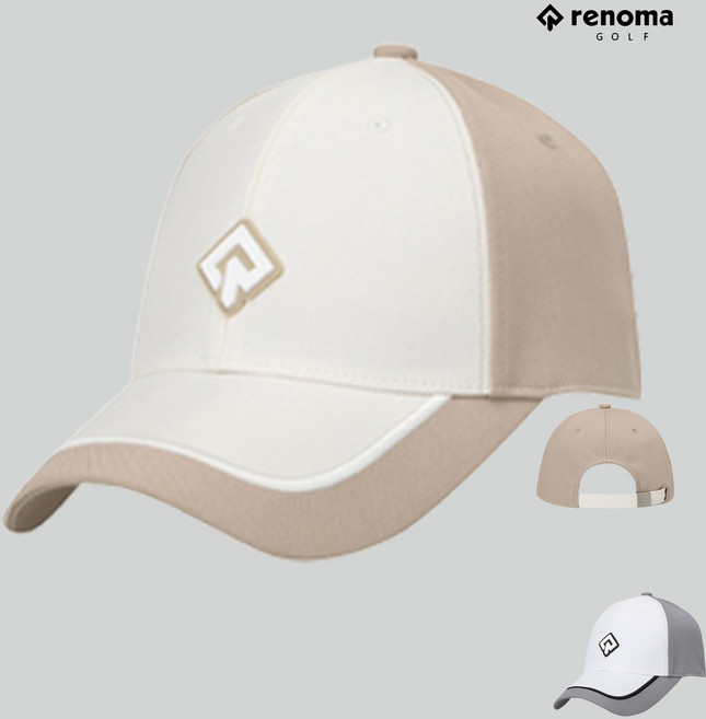레노마골프 NC야탑점 남성 여름 컬러블럭 화이트 육각캡 RMACO2883-101, 1개, 아이보리