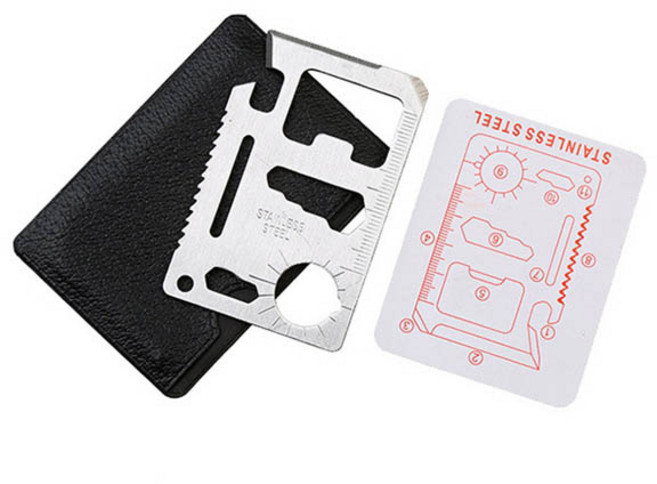 1+1 헬퍼툴 캠핑 카드형 멀티툴 스텐 카드나이프, 1개, 실버