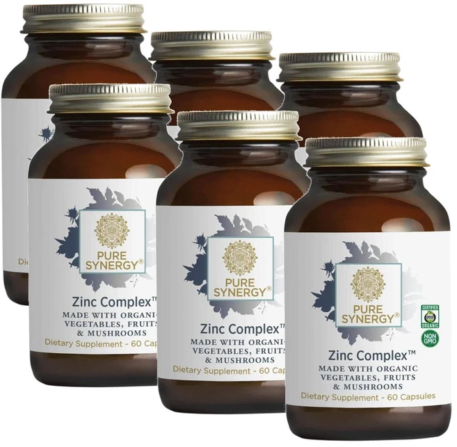 퓨어시너지 아연 콤플렉스 야채 과일 버섯 추출물 함유 캡슐 PURE SYNERGY Zinc Complex, 60정, 6개 - 쿠팡