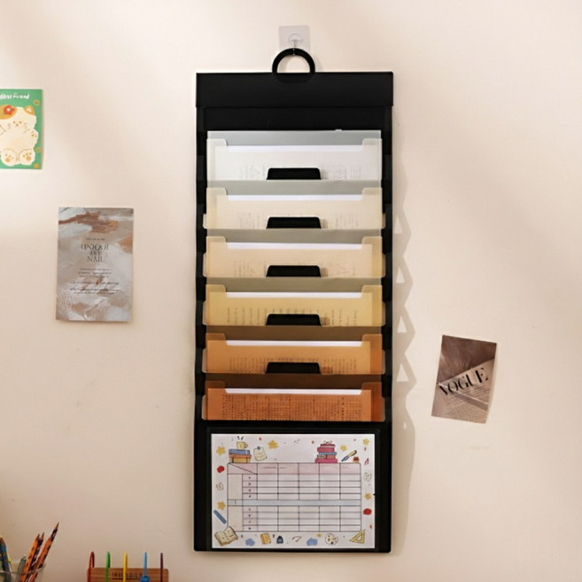 로우브 촤르르 벽걸이 서류 파일, 1개, 무지개