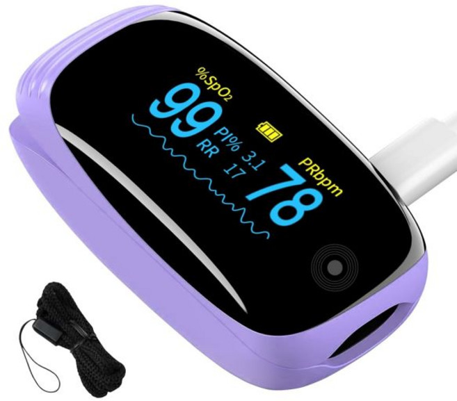 손가락 끝 맥박 산소 측정기 호흡수 모니터링이 가능한 소 심박수 PI 및 RR 측정 OLED 디스플레이가 있는 고속 Spo2 판독 충전식 혈중 모니터 6가지 뷰 모드, 1개