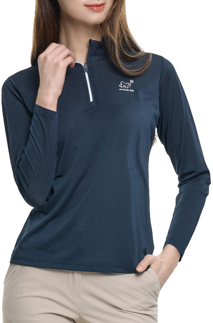 <투엘라> 여성 긴팔 집업티 / 까칠이원단 링클프리 스윙 스판 긴팔티