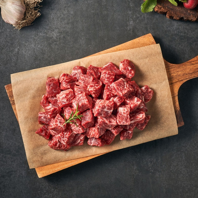 한우왕 한우 국거리용 1등급이상 1.2KG (600g x 2팩), 2개, 600g