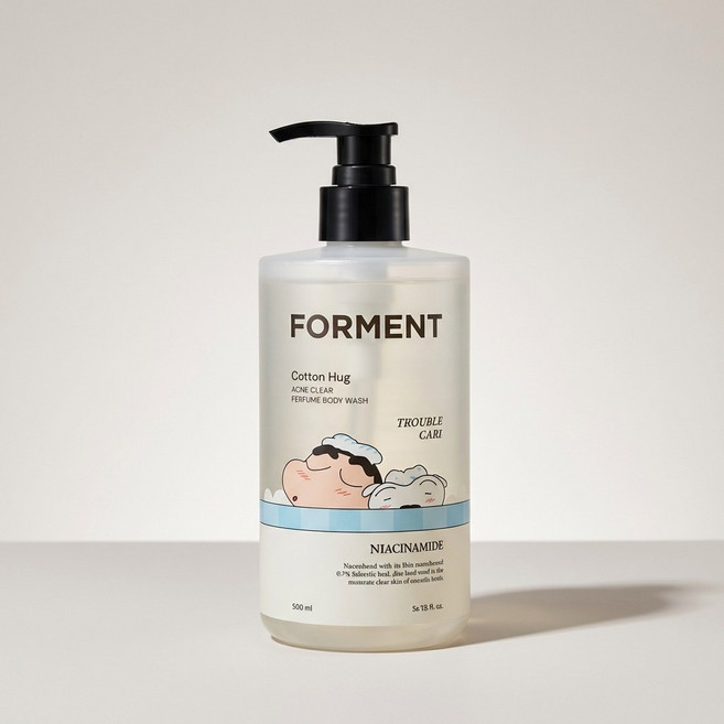 [정품] 포맨트 아크네 퍼퓸샤워 코튼허그 수분보습 바디 트러블 민감한 피부 500ml, 2개