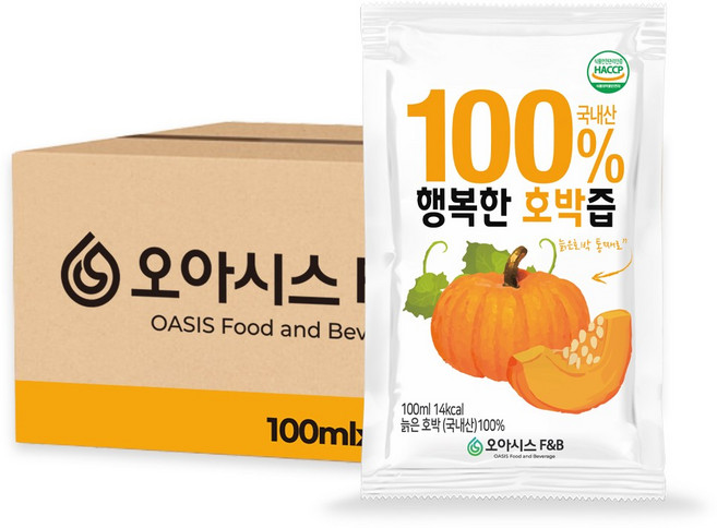 오아시스 국내산 호박즙, 100ml, 30개