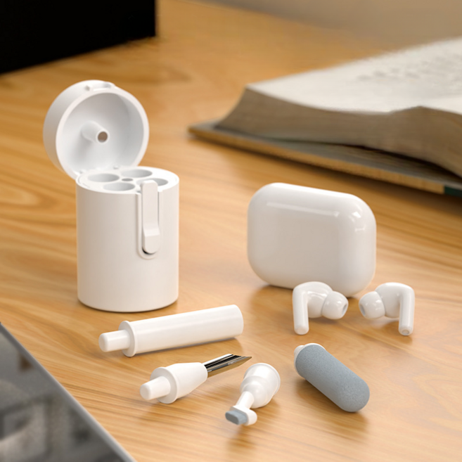 베이글루 미니미 에어팟 1/2/3/프로 버즈 이어폰 청소 키트, 1개, 화이트