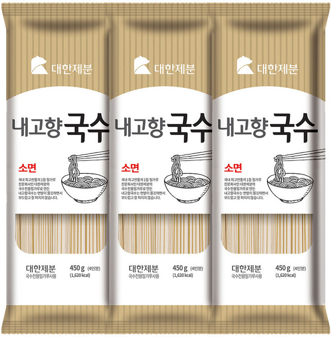 곰표 쫄깃한 소면 내고향국수, 450g, 3개