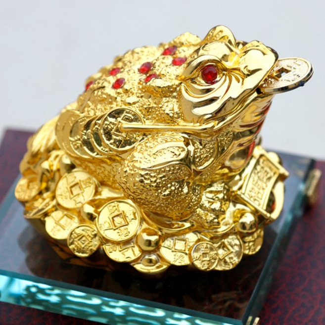 돈벼락 황금 삼족두꺼비 복두꺼비 풍수 장식품(중) 부자되는 두꺼비 소원성취 풍수지리, 골드