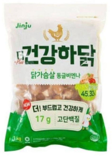 진주햄 건강하닭 닭가슴살 동글비엔나, 1kg, 1개