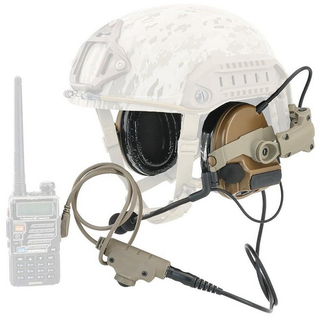 HEARFALCOM Tactical Headset Comta III 전술 헬멧 ARC 레일 어댑터 비밀리터리 에디션 노이즈 캔슬링 픽업 슈팅 헤드셋 V2 u94 ptt 사냥 에, 코요테 브라운