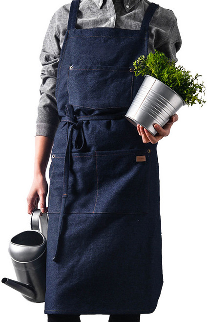 픽온해 빅사이즈 프리미엄 모던 코튼 와이드 데님 미술 앞치마, 다크인디고블루, 1개, (BIG)빅