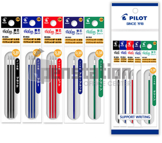 파이롯트 프릭션볼 슬림 노크/3색볼펜 리필심 0.38mm 5개 세트, 1개, 0.38mm 블랙+블루+레드+블루블랙+그린