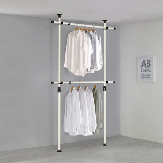 왕자행거 왕자 2단 너비조절행거, 화이트