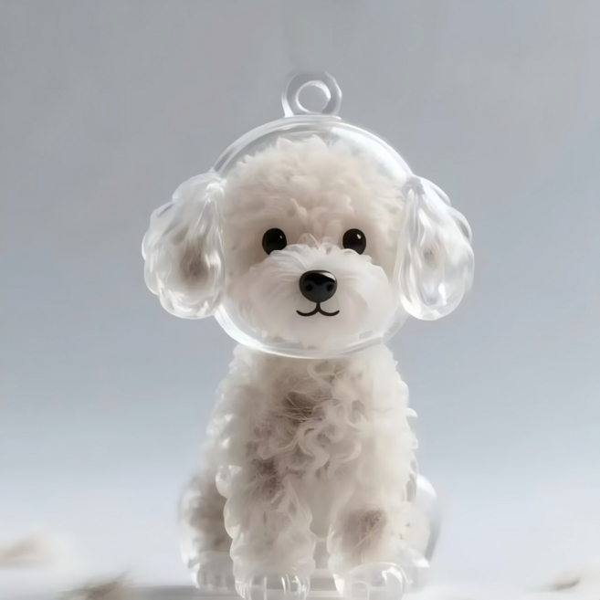 珮慈星系狗狗吊飾 寵物飾品 狗毛收集 寵物紀念品 寵物裝飾 狗狗紀念, 1個, 寵物毛髮存儲膠囊吊飾-泰迪, 透明, 1個裝