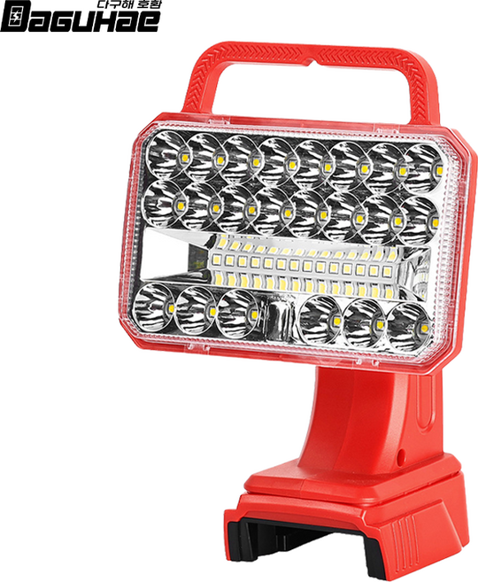 DAGUHAE 호환 밀워키 18V LED 충전 작업등 라이트 손전등 캠핑등 낚시등 USB 포트 내장 (베어툴), 1개