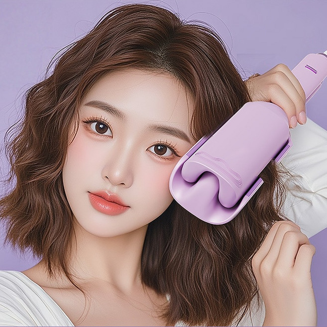 MEMEU S형 오븐 웨이브 전기 펌 롤러 삼관 오븐 웨이브기 음이온 모발 관리/하루 지속 웨이브/쉽게 셀프 펌, S-956, 분홍색