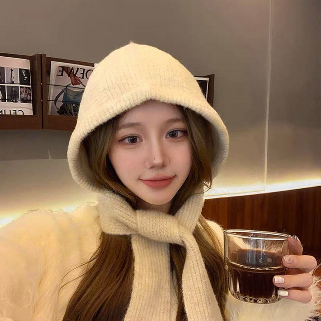ysm studio 巴拉克拉法帽 帽子圍巾一體式針織帽 秋冬保暖綁帶護耳毛帽