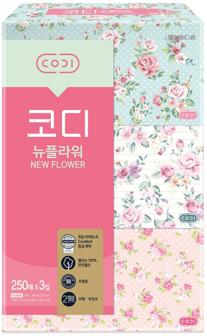 코디 뉴플라워 갑티슈 2겹, 250매, 10개