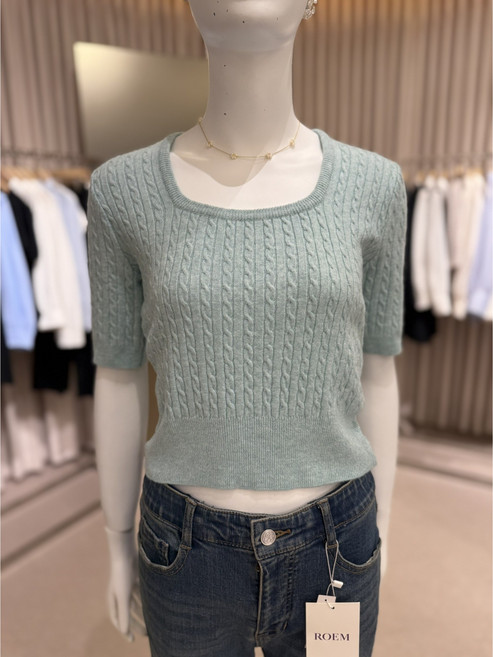 로엠 스퀘어넥 반팔케이블 풀오버(2colors) RMKAE23RTD