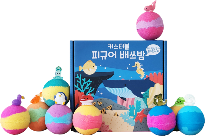 커스터블 피규어 배쓰밤 9구 세트 - 바다동물, 1개, 630g