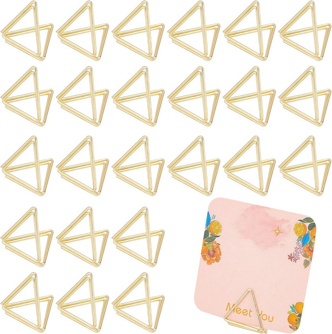 메탈 메모 클립 카드 홀더 사진 웨딩 파티 데스크 인테리어 소품, 금색 삼각형