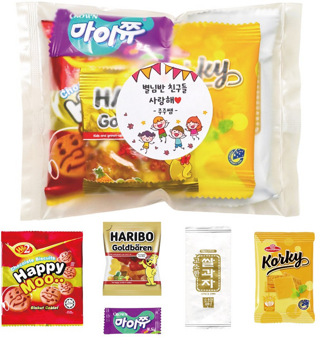 주주나라 단체 행사 학교 교회 구디백 포켓 봉투포장 답례품 간식선물세트, 30개, 간식세트