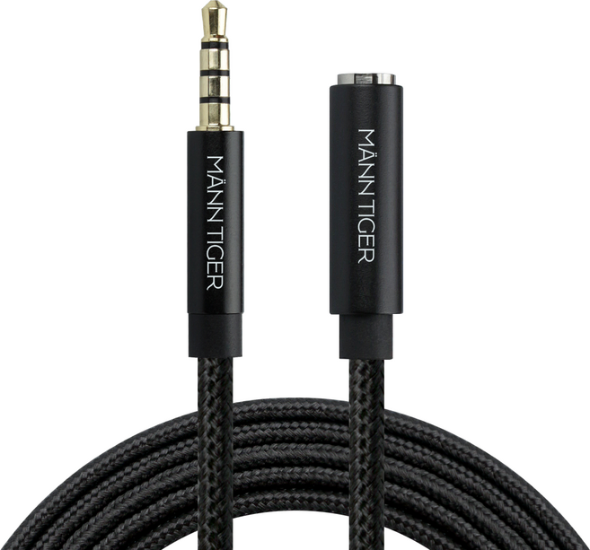 만타이거 AUX 유선 이어폰 연장선 케이블, 5m, 블랙
